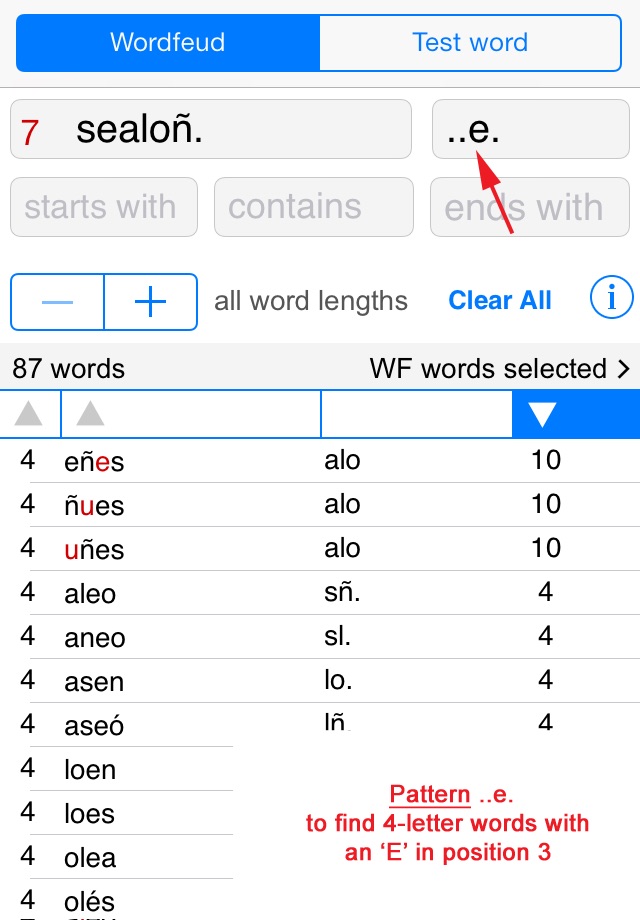 WordsFinder/WF Español screenshot 3