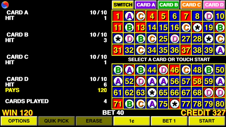 Keno 4 Multi Card - Las Vegas Casino