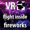 VR Virtual Reality Drone Flight inside Fireworks