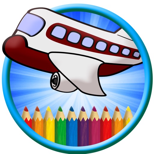 Coloring Book Airplane Fun Game For Kids Icon