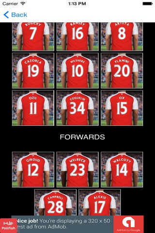 Player Finder Arsenal FC screenshot 2