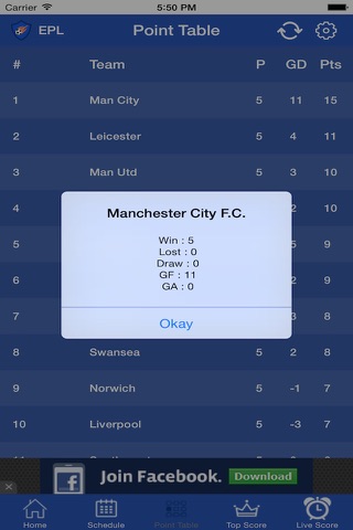 Great Live Score App - "Premier League 2015-16 version" screenshot 4