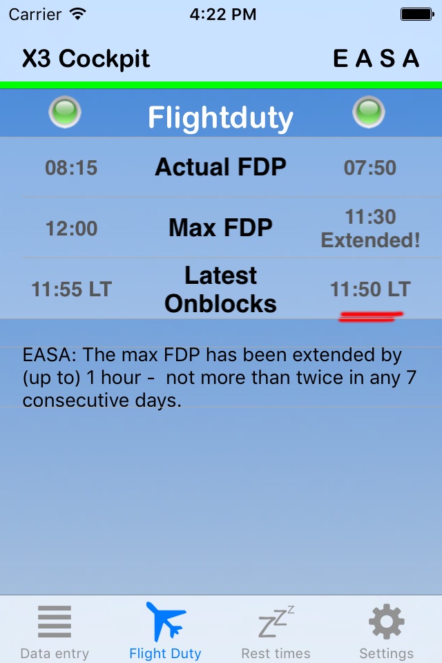 EASA vs Airline FTL screenshot 2