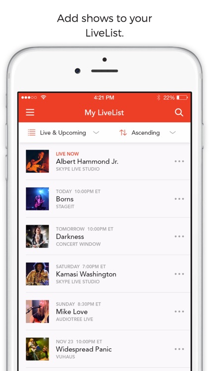 LiveList - Find and Watch Live Streaming Concerts