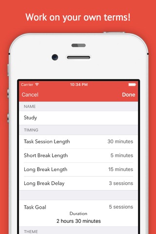 Listee – A procrastinator’s to do list app for task and time management based on the Pomodoro Technique™ screenshot 3