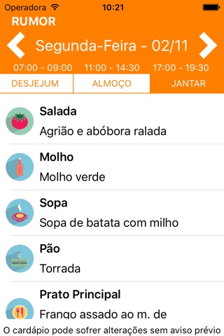 RUMOR Cardápio RU Brasília screenshot 3