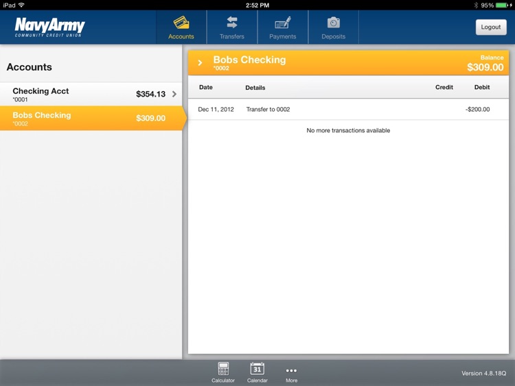 Navy Army CCU Mobile Banking for iPad