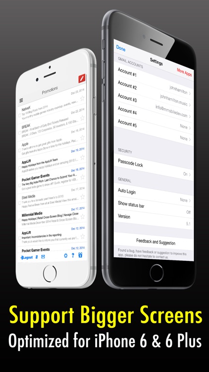 Safe Mail for Gmail : secure and easy email mobile app with Touch ID to access multiple Gmail and Google Apps inbox accounts