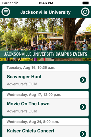 Jacksonville University Events screenshot 2