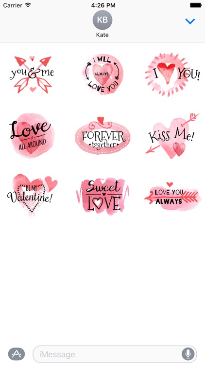 ILY - Water Color Heart Stickers