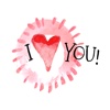 ILY - Water Color Heart Stickers