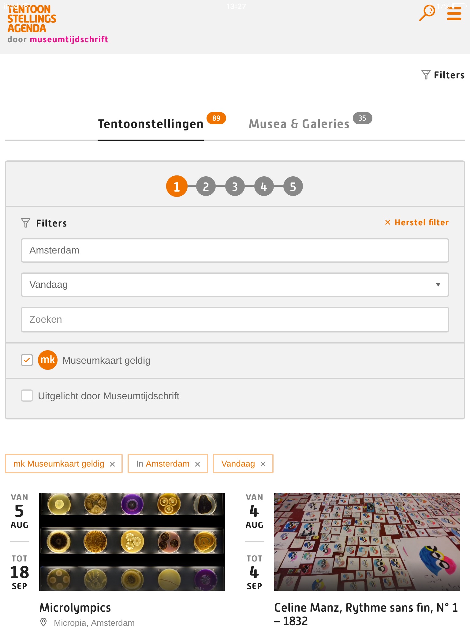 Tentoonstellingsagenda-app screenshot 3