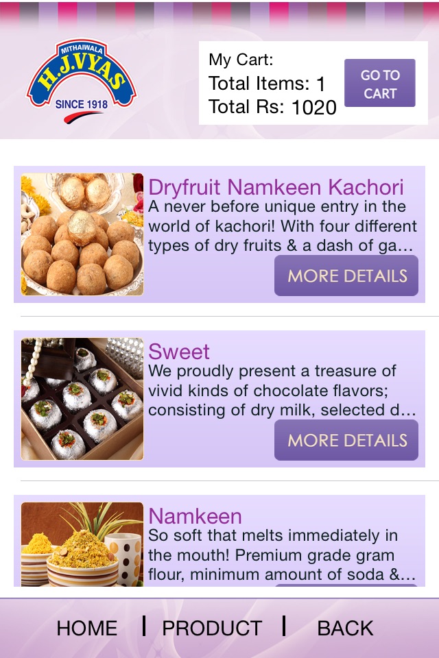 HJ Vyas Mithaiwala screenshot 2