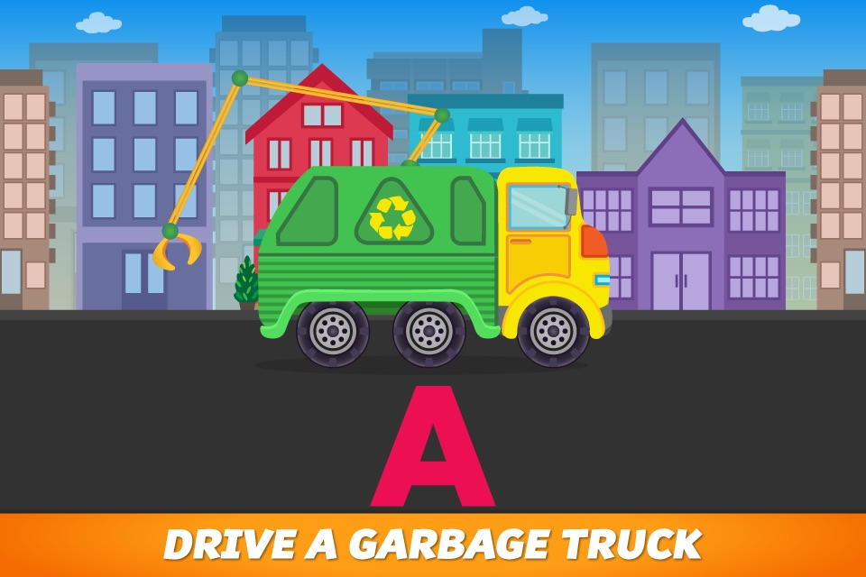 ABC Garbage Truck Free - an alphabet fun game for preschool kids learning ABCs and love Trucks and Things That Go screenshot 2