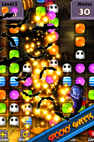 Halloween Candy World Adventure - Pop the gummy drop & match yummy treats to collect skull gems screenshot 2