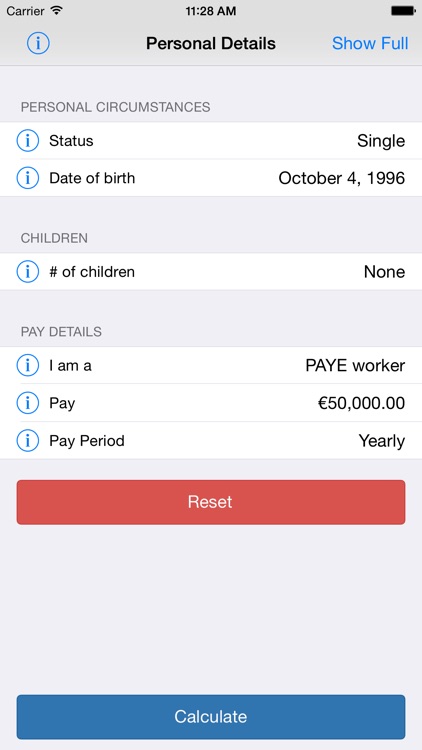 Irish PAYE Tax Calculator