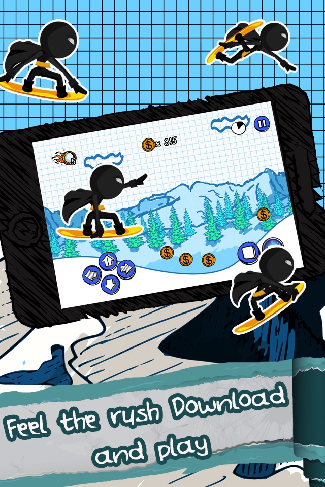 A Superhero Stickman Run - Amazing Mountain Snowboard Racer screenshot 4