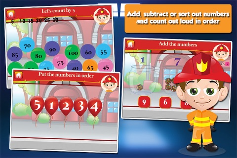Fire Fighter Kid Goes to School: First Grade Learning Games screenshot 2
