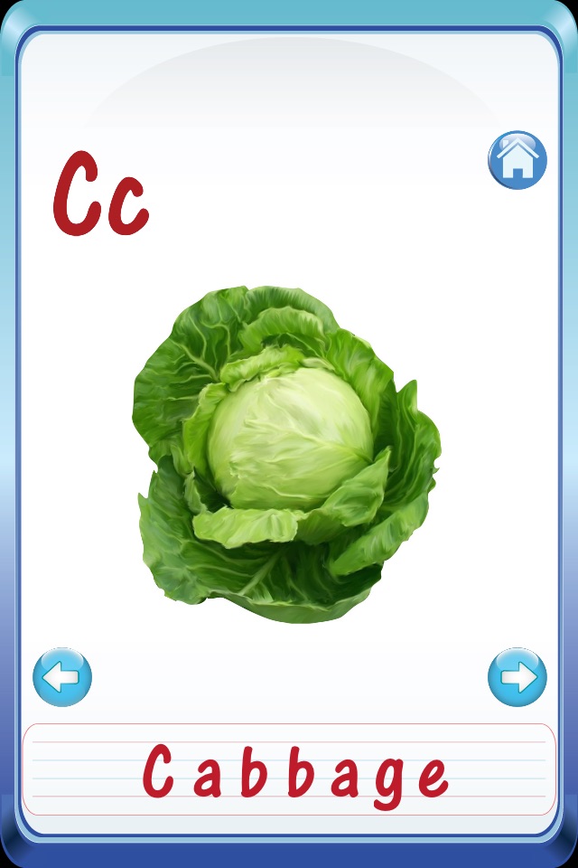 Kids Fruits & Vegetables ABC Alphabets flash cards for preschool kindergarten Boys & girls screenshot 3