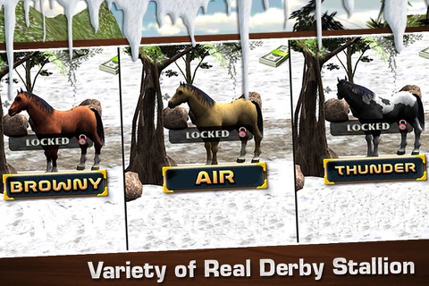 Horse Jungle Run 3D - Real Derby Stallion Riding Game in Snow Valley screenshot 4