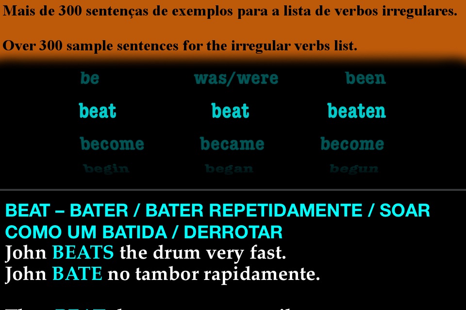 iRRegular Verbs - Português Inglês - English Portuguese Free screenshot 3