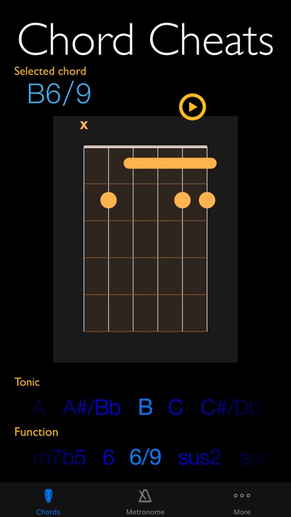 Chord Cheats & Metronome - Chord diagrams, tone generator and metronome for Watch