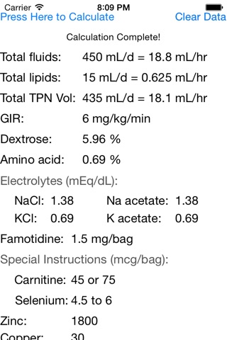 Neonatal TPN Calculator screenshot 4