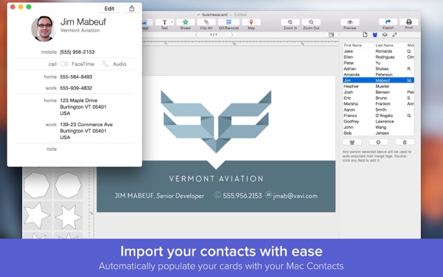 business card app for mac