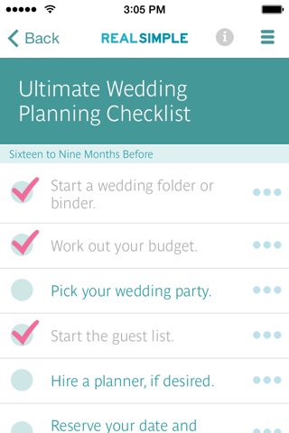 Real Simple Wedding Checklists screenshot 2