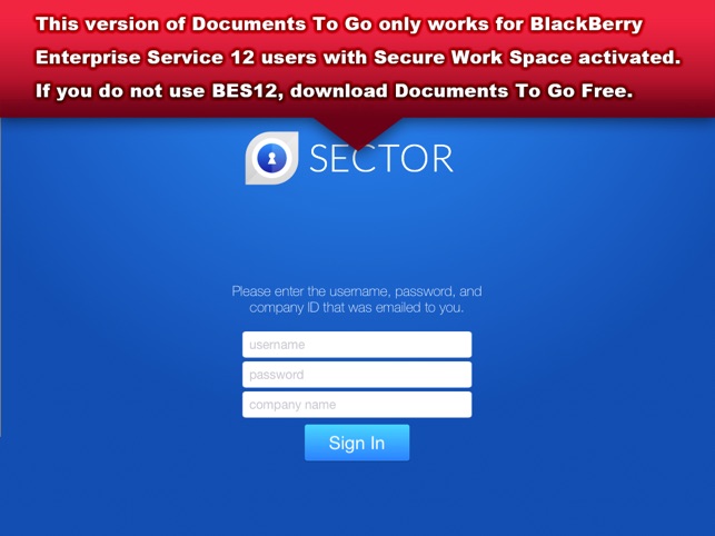 Documents To Go® - for BES12 Screenshot