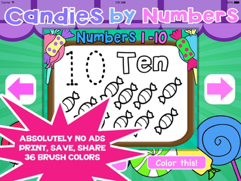 Candies and Numbers - Learn to Count Preschool Coloring Book screenshot 4