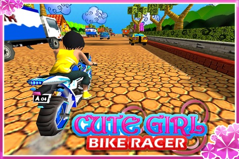 Cute Girl Bike Racer ( 3d MotorCycle Stunts, Driving & Racing Game ) screenshot 3