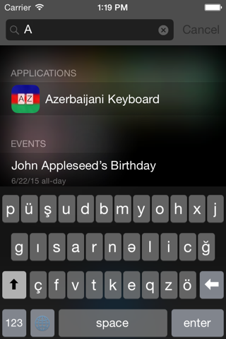 Azerbaijani keyboard screenshot 2