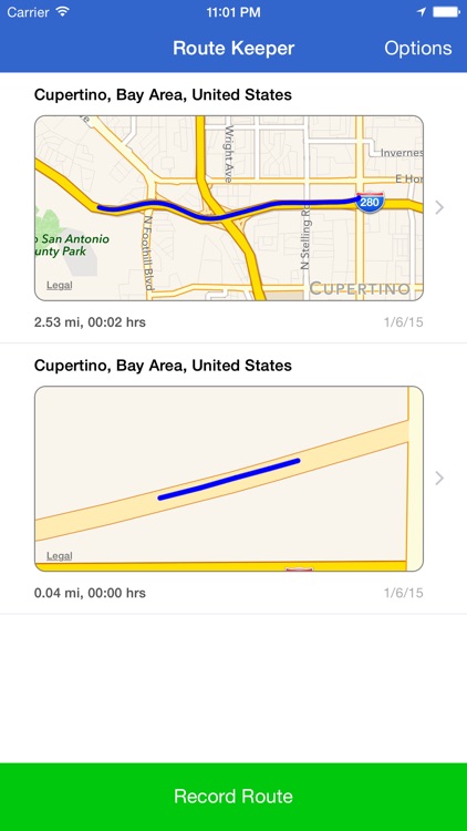 RouteKeeper - record traveled miles, routes, and location