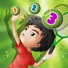 Action on the tennis court; counting game for children: learn to count 1 - 10