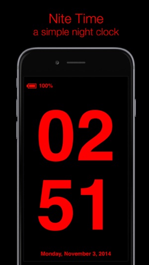 夜鐘 - Nite Time - 一個簡單的夜你的床頭時鐘 手電筒 - night clock flashlight(圖1)-速報App