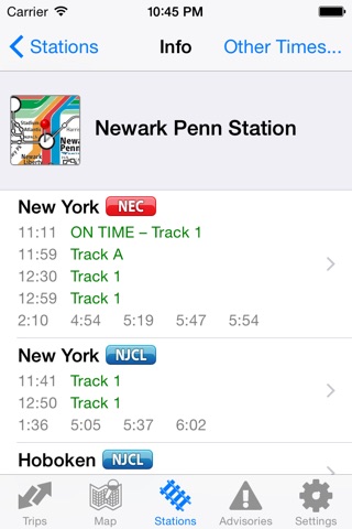 iTrans NJT Rail Schedules and Alerts screenshot 2