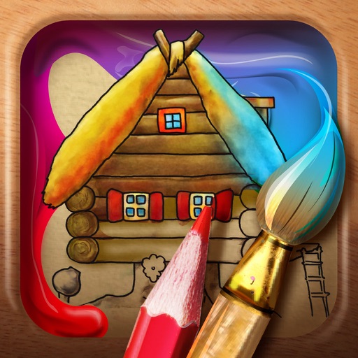 Russian fairy tales.Coloring book icon