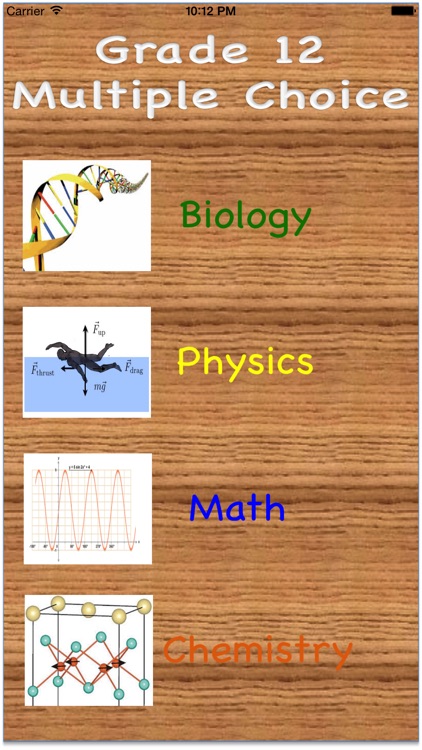 Grade 12 - Math, Chemistry, Biology, Physics Multiple Choice by Ngan Tran