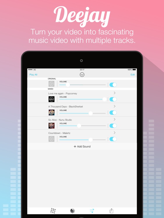 Video Sound for Instagram - Free Add Background Music to Video Clips and Share to Instagram Facebook Twitter for iPad Edition screenshot-2