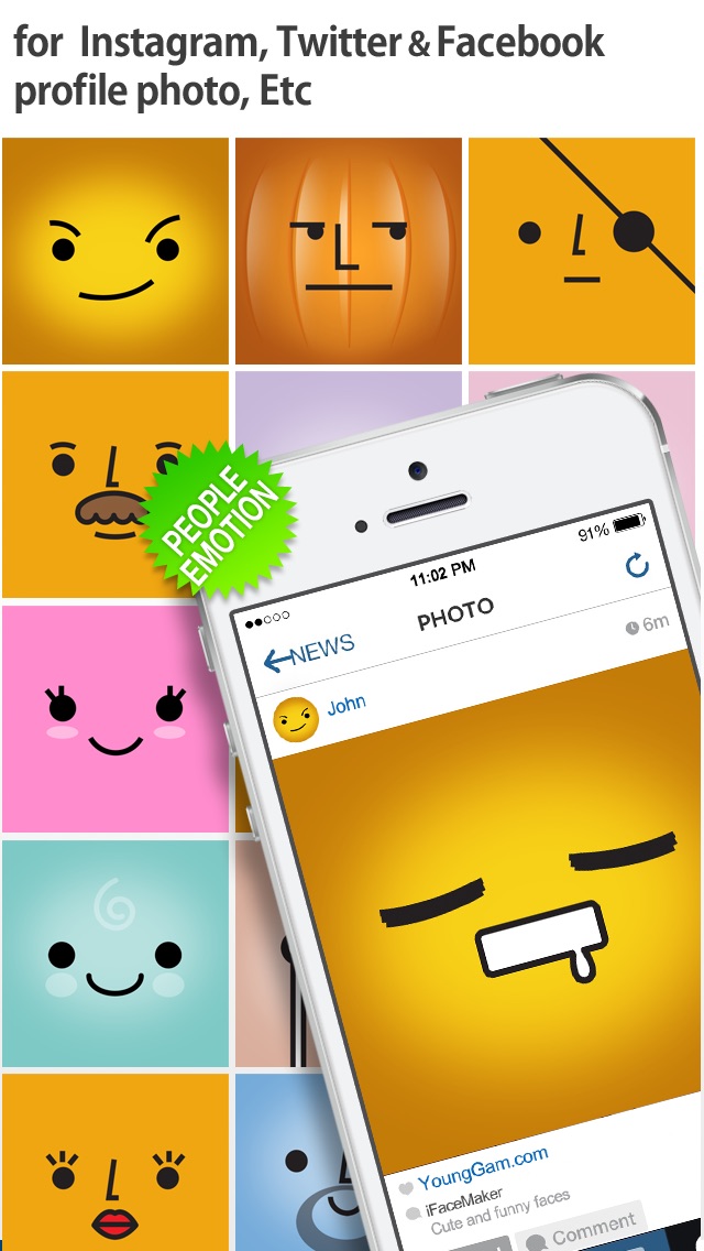 iFaceMaker ( Cute and funny faces ) : for Lock screen, Call screen, Contacts profile photo, instagram and iOS7 Screenshot 4