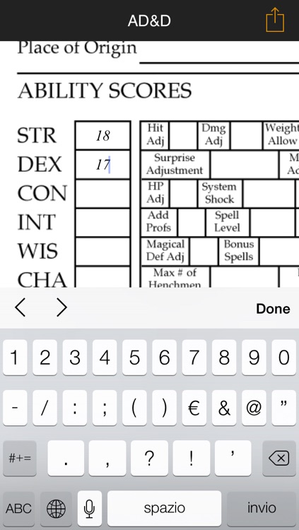 Real Sheet: AD&D + Dice Table