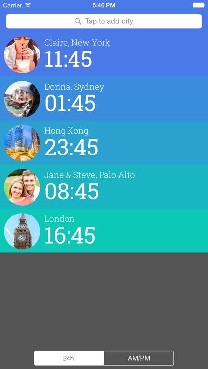 Friendly Clocks - Time Zones for Friends in Just 1 Swipe