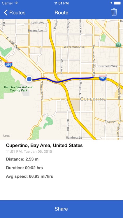 RouteKeeper - record traveled miles, routes, and location