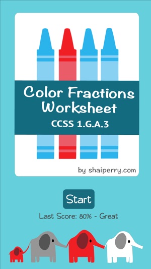 Color Fractions - 1st Grade Common Core