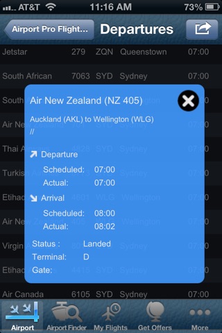 Auckland Airport (AKL/WLG/CHC) Flight Tracker air radar all airports in New Zealand and Australia screenshot 3