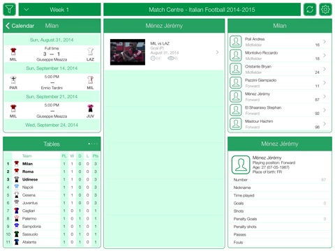 Italian Football Serie A 2014-2015 - Match Centre screenshot 3
