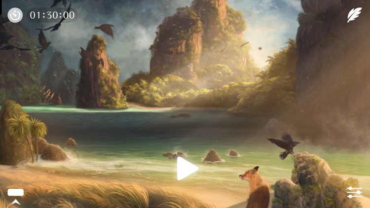 Sunny ~ Calm wave & ocean sounds to Sleep Relax Meditate on the beach with rain and sea birds