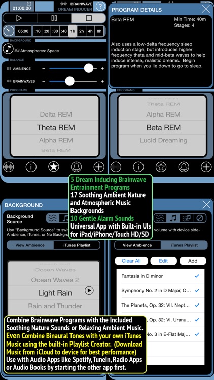 Brain Wave Dream Inducer ™ - 5 Dream Inducing Binaural Brainwave Entrainment Programs with Ambient Nature Sounds and iTunes Music