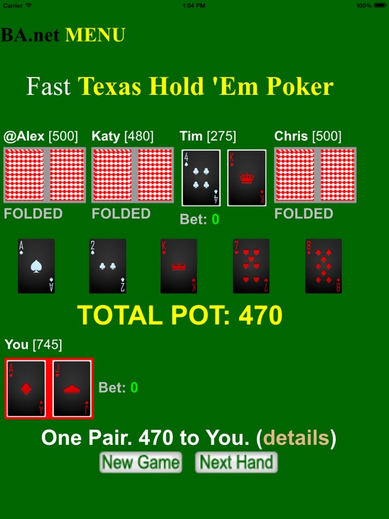free Poker Texas Hold 'Em BA.net for iPad